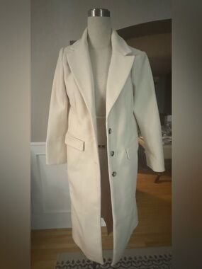 Joe Fresh Cream Single-Breasted Long Trench Coat
